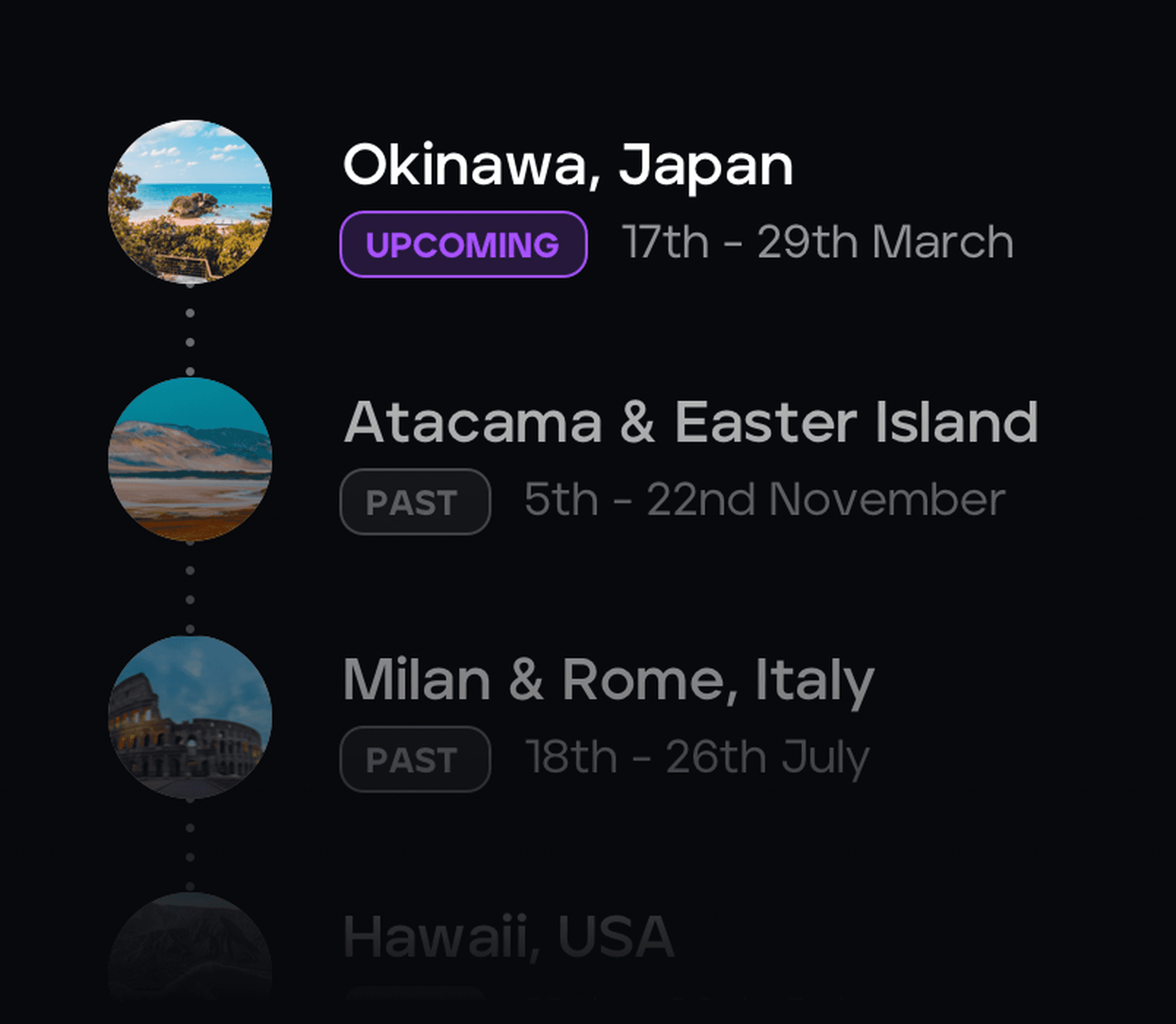 Client trip history