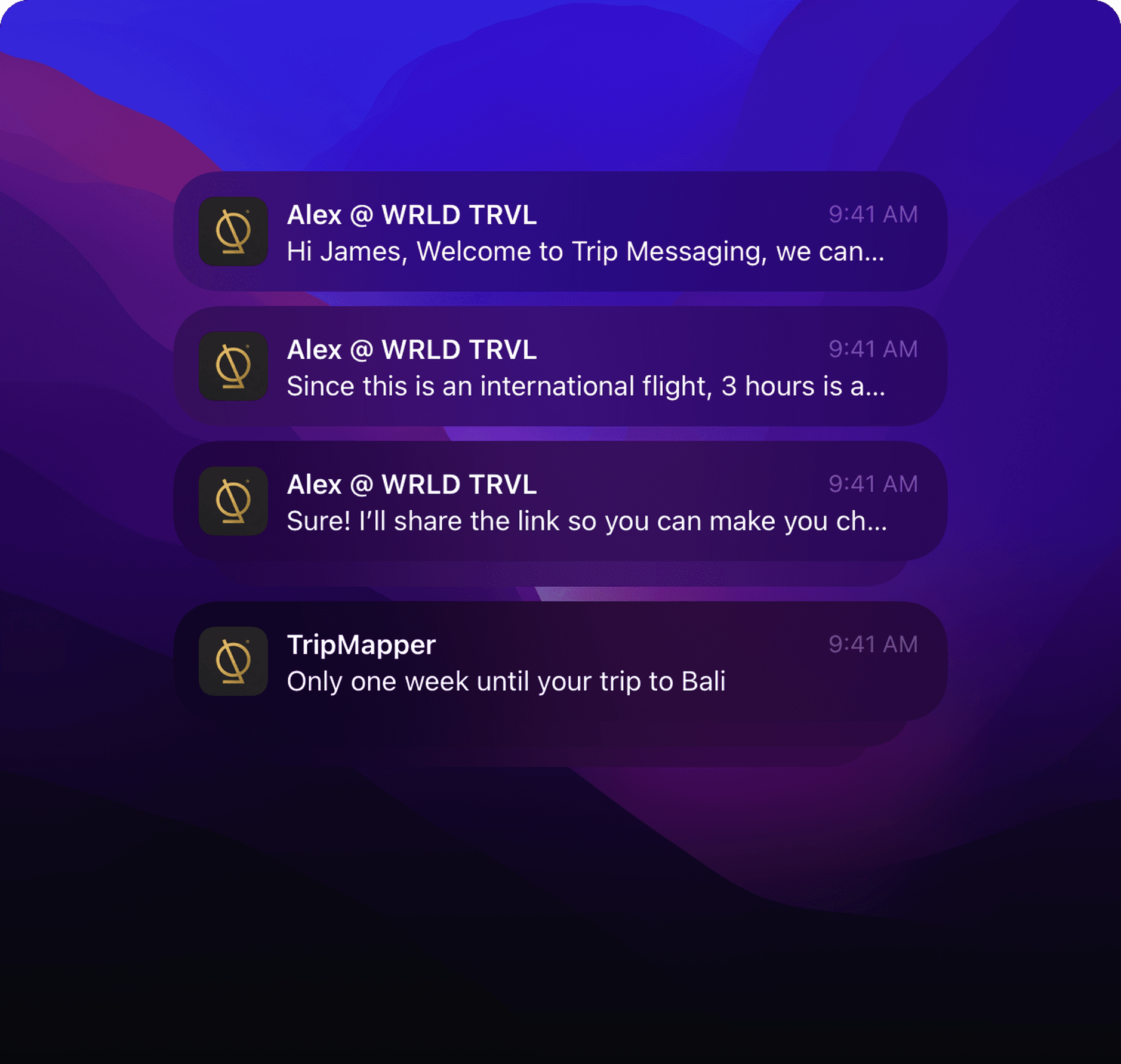 Trip Mapper Messaging notifications