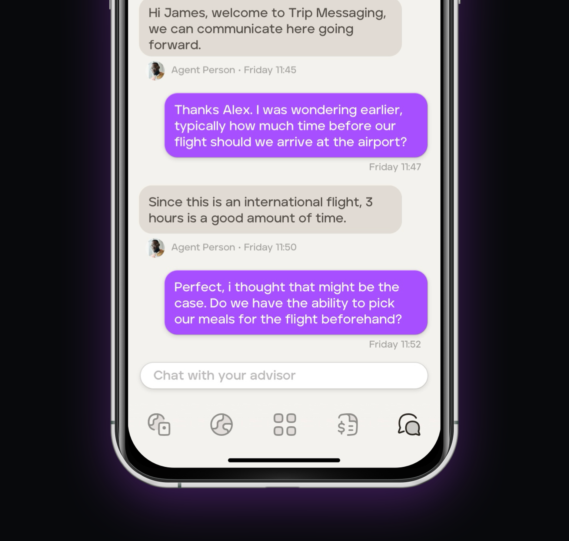 Tripmapper messaging on the app