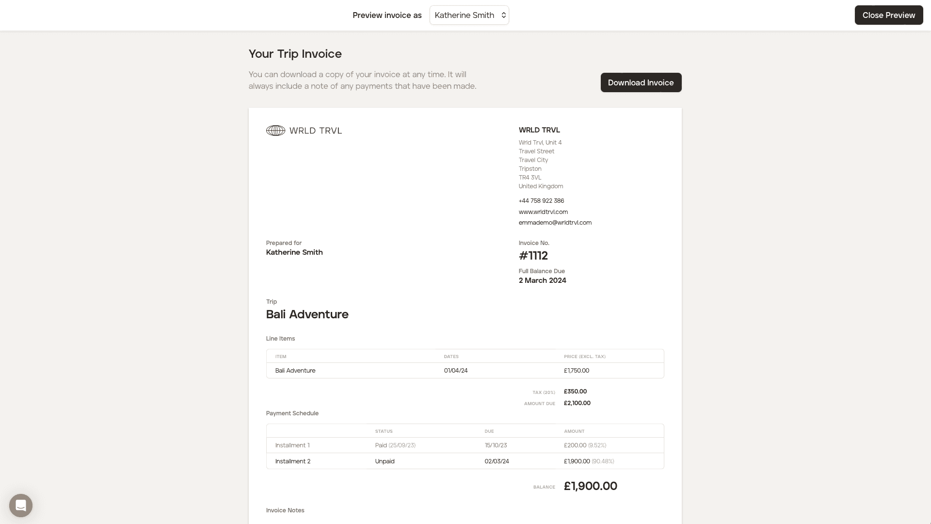 Invoicing and payment